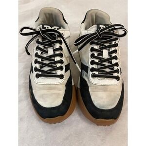 Sam Edelman Layla Women's Sneakers White Black Suede Gum Sole Size 7M